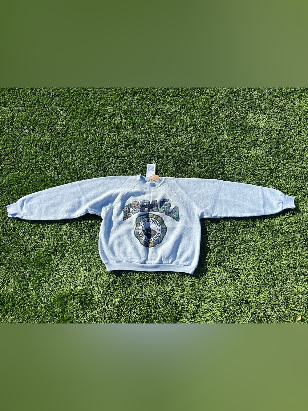 Light Gray 'España' Crewneck Sweatshirt with Multicolor Graphic